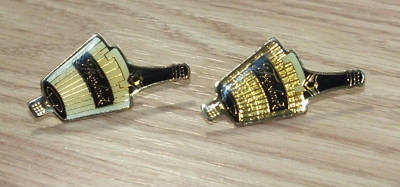 Lot of 2 Black & Gold Tone Freixenet Cordon Negro Enamel Hot Air Balloon Pins
