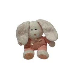 Kids II Pink White Corduroy Ribbed Bunny Rabbit Plush 6" Stuffed Animal Toy