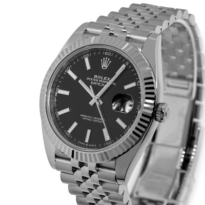 Rolex Datejust II 41mm Stainless Steel Black Index Dial and Fluted Bezel 126334