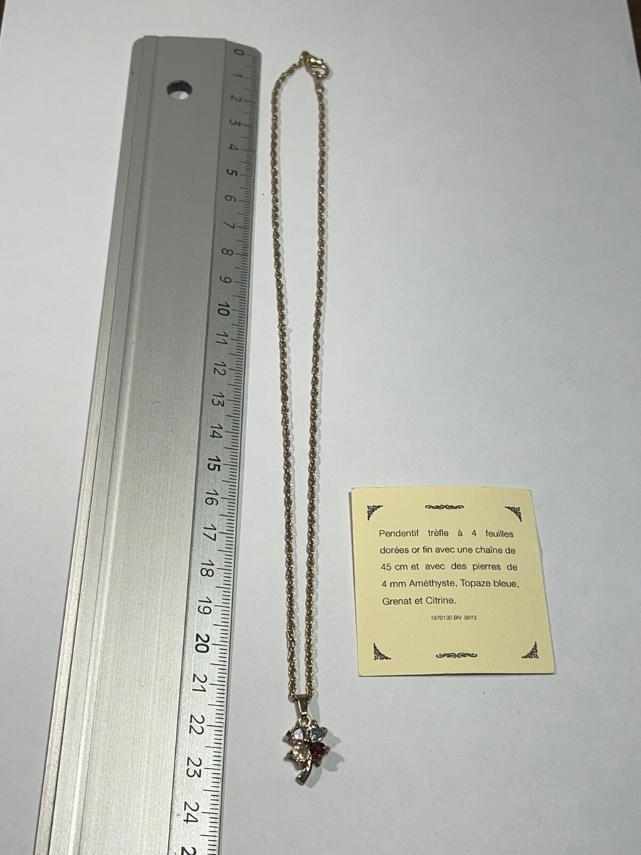 Pendentif Doré En Forme De Feuille Avec Pierre - Occasion