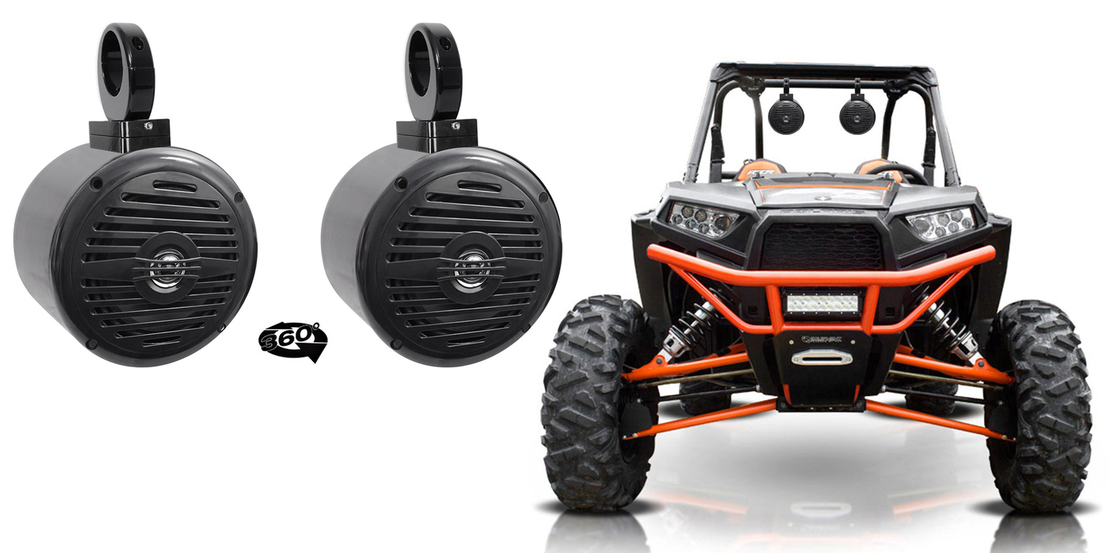 2 Колонки Rockville 525 с поворотной на 360 башней из черного алюминия для RZRATVUTV