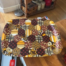 Vintage Thetford Melamine Serving Tray – Brown / Orange Patchwork Design – Great