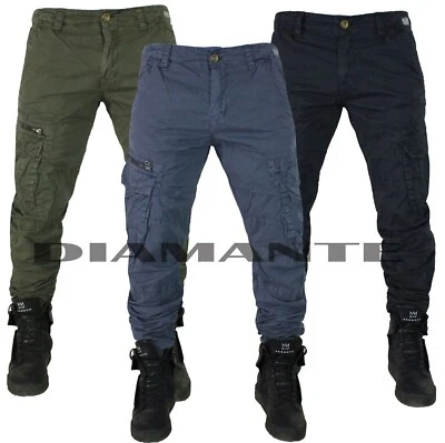 Pantaloni uomo Cargo tasconi laterali multitasche casual slim 1116CI