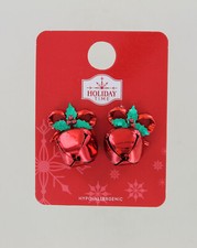 New Holiday Time Earrings - Jingle Bell with Bow  Holly