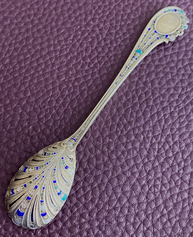 RARE! Charleston SC 4" Sterling Enamel Dots Gold Wash Souvenir Spoon 9g