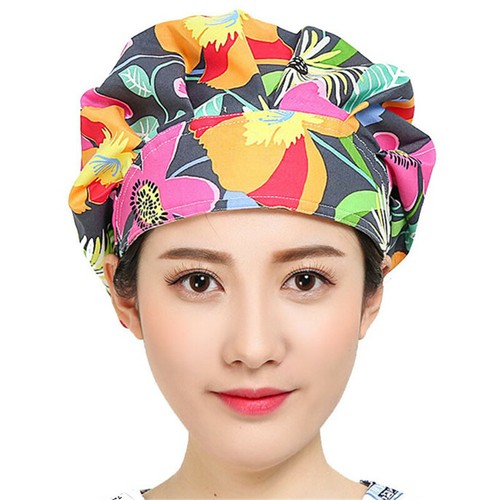 Womens/Mens Florals Printed Cap Scrub Hat/Cap Head Wear Adjustable Accessories - Picture 189 of 660