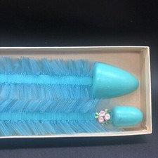 Vtg 1950s Celebrity Aqua Tulle Frilly Shoe Trees MCM Boudoir Stretchers Orig Box
