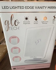 NIB Glo Tech Led Lighted Edge Dimmable Vanity Mirror 17.7h x 11.8w x 8.5d.