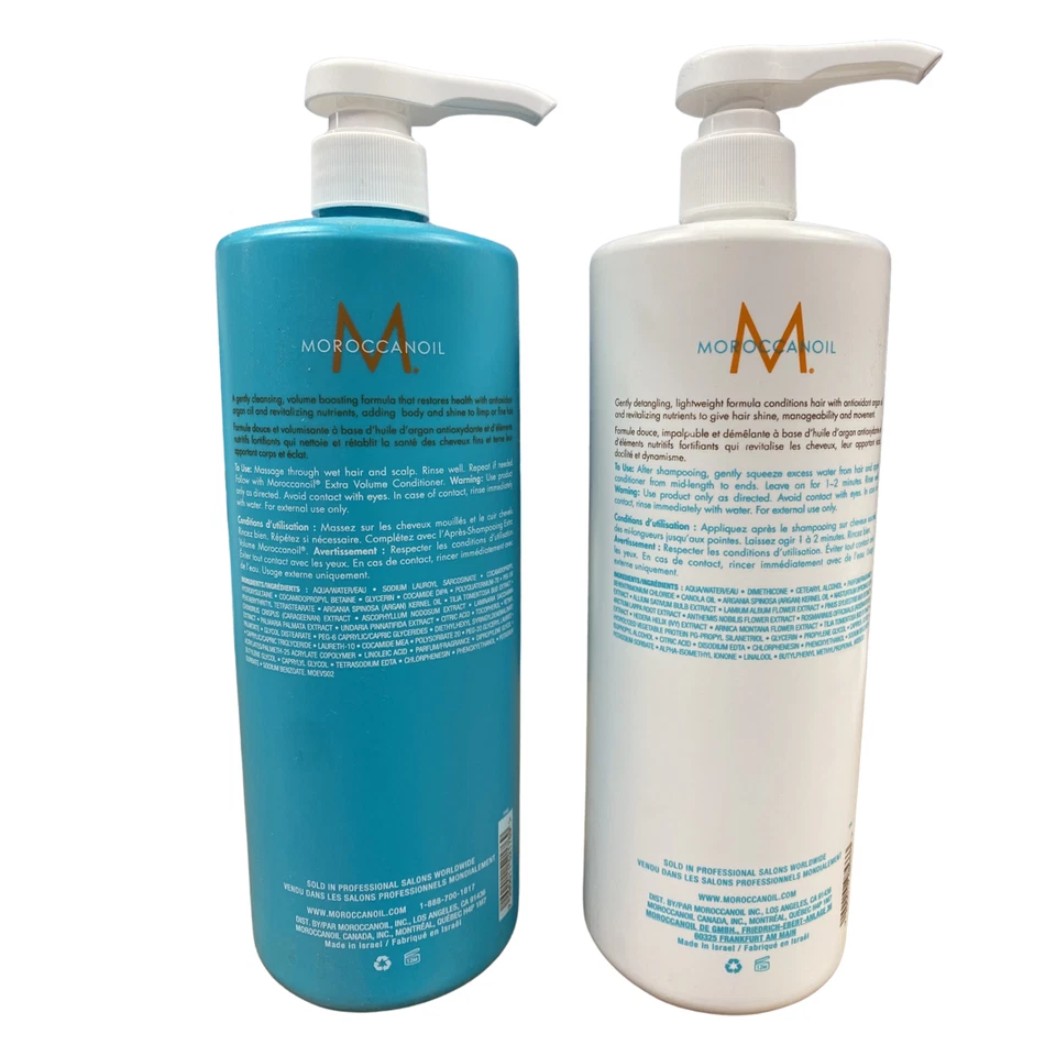 Juego dúo de champú y acondicionador Moroccanoil Extra Volume 33,8 oz / 1 litro cada uno Foto 2 de 2