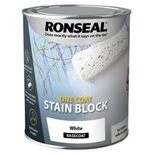 One Coat Stain Block White Basecoat Paint 750ml Ronseal Permanently Block Stains