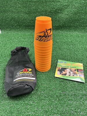 WSSA Official Speed Stacks 12 Orange Cups  Mesh Bag & Sealed Training DVD