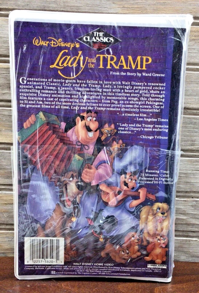 SEALED LADY and THE TRAMP Black Diamond Disney Classic 1987 VHS 582 UNOPENED Vtg - Image 4 of 4