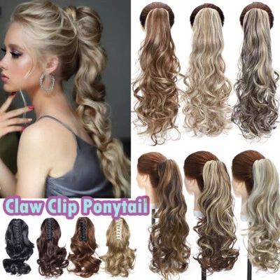 ELAILITE Lang Haarteil Zopf Pferdeschwanz Klammer On Dutt Haarverlängerung Wellig Glatt