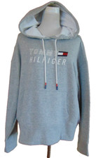 TOMMY HILFIGER WOMENS GRAY HOODIE PULLOVER W/LOGO POUCH POCKET SWEAT SHIRT XL