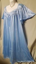 Only Necessities Blue Nightgown Calf Short Sleeve Plus Size 3X 64" BUST