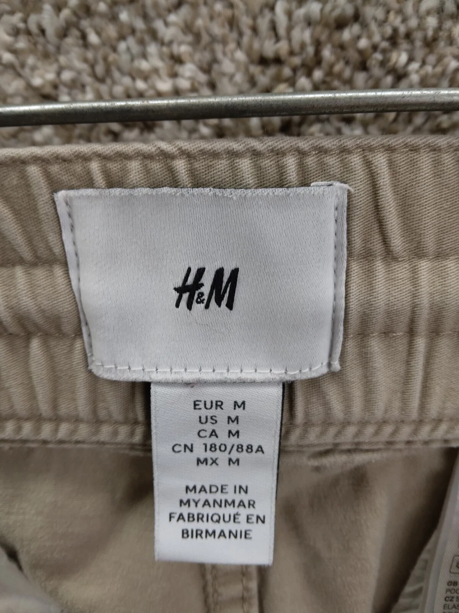 Pantalones con cordón H&M para mujer M beige tiro alto pierna recta cómodos