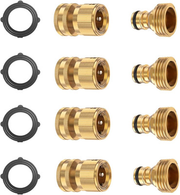 (4 Sets Garden Hose Quick Connector Set, Solid Brass 3/4 Inch Water Fitings Thre