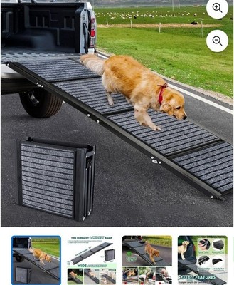 Quadruple-Fold Aluminum Alloy Dog Ramp, Non-Slip Surface, Portable Folding