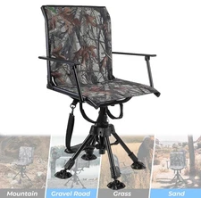 KEMIMOTO Swivel Hunting Chair 360° Adjustable Legs Folding Camping Chair Outdoor