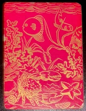 1 SWAP PLAYING CARDS OLD WIDE LACQUER FISH SEAWEED CRABS