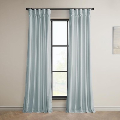 Aquarius Blue Room Darkening Curtain Panel 50X108 Velvet Texture 1 Pack