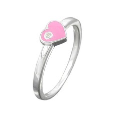 Ring Kinderring mit Herz rosa Silber 925 Ringgr&ouml;&szlig;e 46