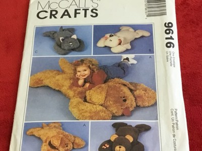 Vintage McCall s Kids Floor Animal Pillow Shams Pattern Dog Cat Bear Rabbit