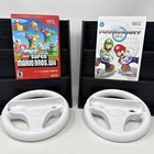 Nintendo Wii Mario Kart And New Super Mario Bros Game CIB With Steering Wheels