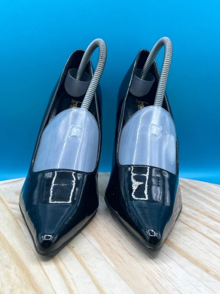 Frederick's of Hollywood Cut Out High Heels Women's Sz 9.5M Black Patent Leather - Image 2 of 4