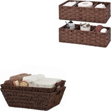 Stylish Wicker Baskets Toilet Tank Tray Set - 2-Pack Bundle