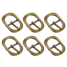 6Pcs 0.75" Single Prong Belt Buckle Oval Center Bar Buckles for Belt Brass