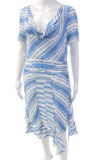 Altuzarra Women Shift Dress Light Blue Silk Midi Zip Size 40