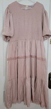 Polagram LA Boutique based Soft Rose Dress size 3XL Bubble sleeves Maxi Romantic