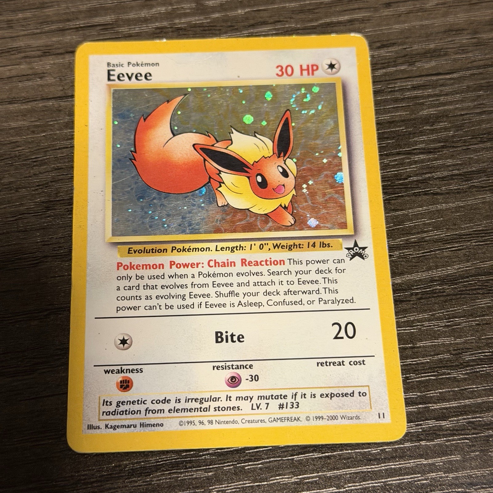 Pokemon TCG Eevee #11 Black Star Holo Promo Card 1999 WOTC MP Swirl