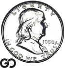 1950 Franklin Half Dollar PROOF, Flashy Solid Gem PR++