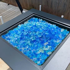 10 LBS Fire Glass 3/4-Inch Fireplace Glass Rocks for Fire Pit Table 3 Colors