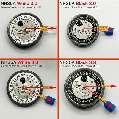 SEIKO NH35 NH35A Automatic Watch Movement Date 3H White/Black Disc