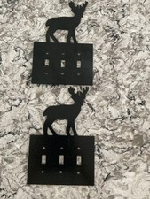 Metal wildlife switch plate covers - black de...