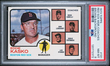 1973 TOPPS #131 RED SOX MGR Kasko Brown Background/Just Graded Pop 48 PSA 8