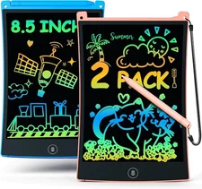 Bravokids 2 Pack LCD Writing Tablet with Stylus, 8.5 Inch Colorful Doodle Board