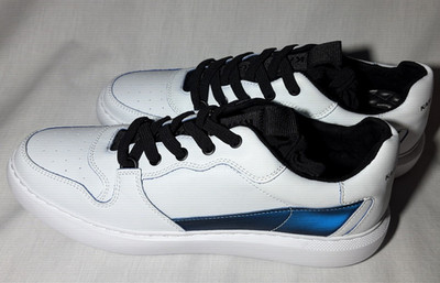 Karl Lagerfeld Paris Men s White Blue Low Top Sneakers Size 10.5 Lace Up Casual