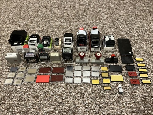 Lot of 16 Vintage Business / Office Stampers and various Pads/Accessories