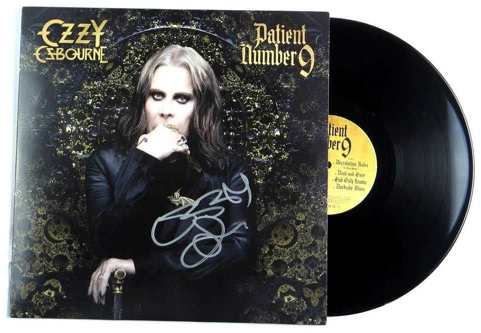 Álbum de discos autografiados firmado por Ozzy Ozbourne paciente número 9 vinilo negro JSA