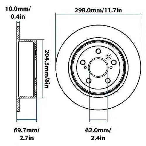 Rotor de freio a disco CARQUEST YH270084P compatível com 09-16 Toyota Venza 889603675484 - Imagem 3 de 3