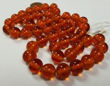 45 VINTAGE JAPAN CHERRY BRAND GLASS DARK MADEIRA TOPAZ 11mm. ROUND BEADS 4697