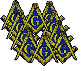 10 PCS Masonic Logo Embroidered PATCH Iron-on Square Compass Emblem Badge 3/" BLK