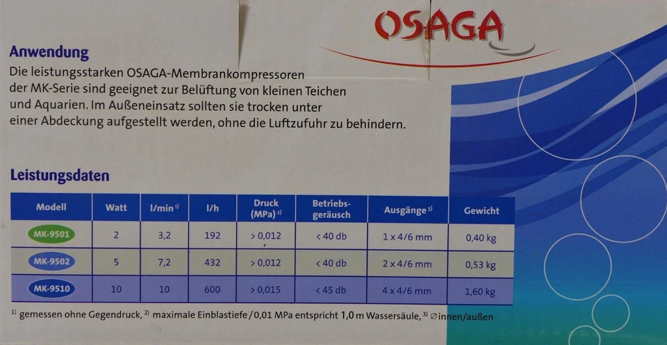 Osaga MK 9501 9502 9510 Sauerstoffpumpe Luftpumpe Teich-Belüfter-Pumpe Membranen - Bild 4 von 4