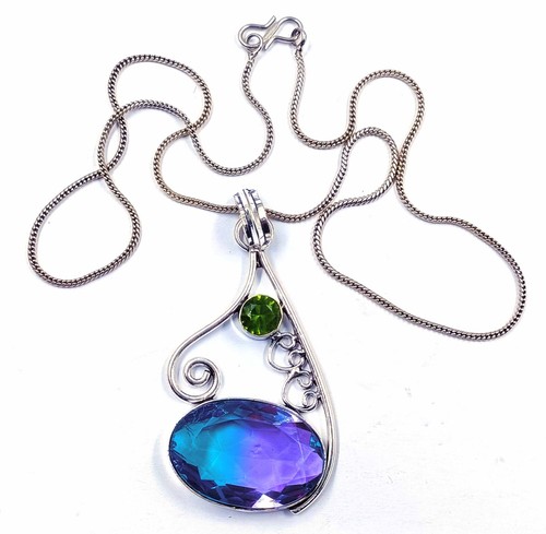 Pendent Oval Cut 81-83 Ct Bi-Color Ametrine Stone Pendent With Free Chain DKS - Picture 3 of 9