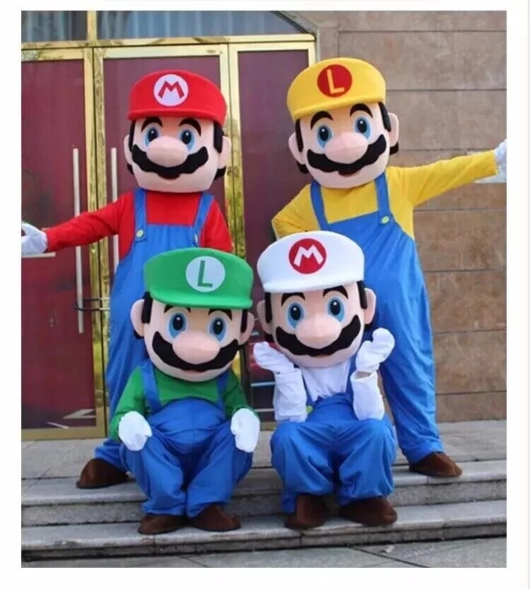 Halloween Super Mario Mascot Costume Party Fancy Dress Brothers  Suits  Adult - Image 3 of 4