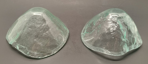 Set 2 ciotole in vetro riciclato artigianali moderne fatte a mano verde acqua - Foto 5 di 11